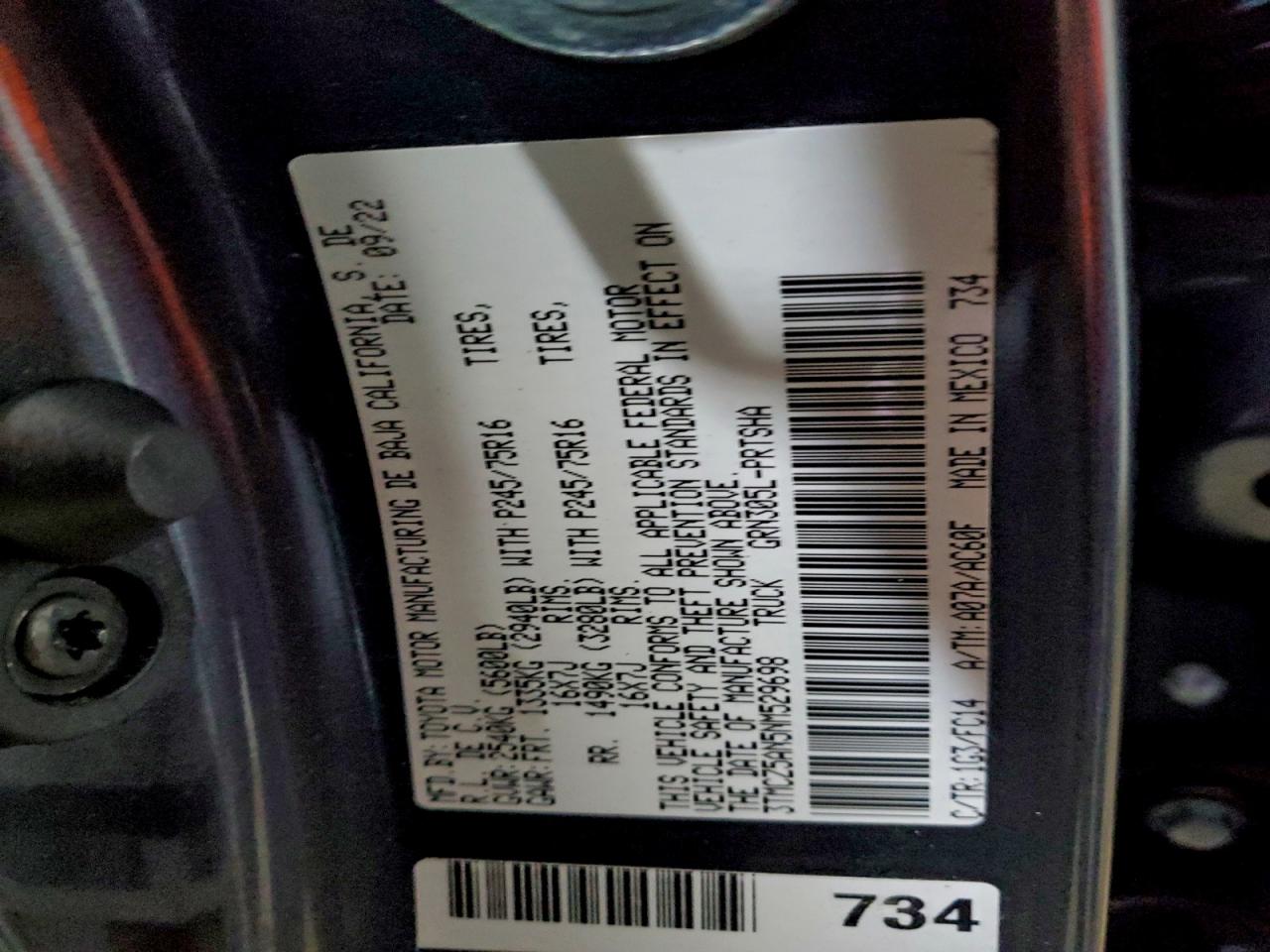 2022 Toyota Tacoma Double Cab VIN: 3TMCZ5AN5NM529698 Lot: 94339025