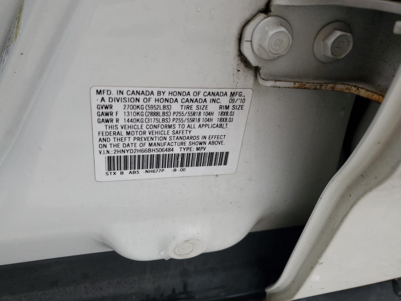 2011 Acura Mdx Technology VIN: 2HNYD2H66BH506484 Lot: 92806435