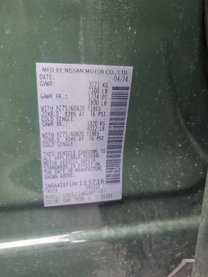 2024 Nissan Titan Sv VIN: 1N6AA1EF1RN113716 Lot: 93714325