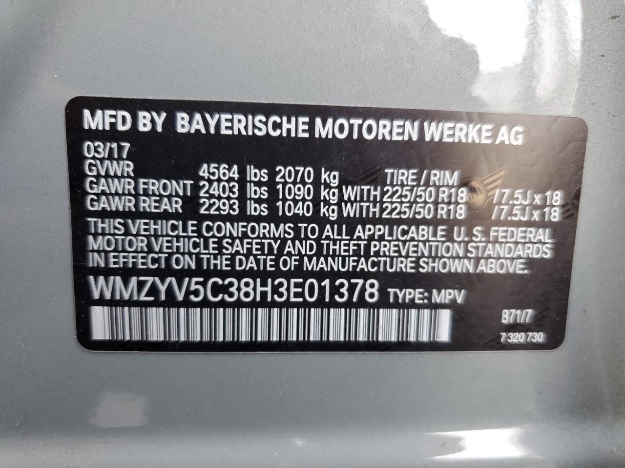 2017 Mini Cooper Countryman All4 VIN: WMZYV5C38H3E01378 Lot: 92091665