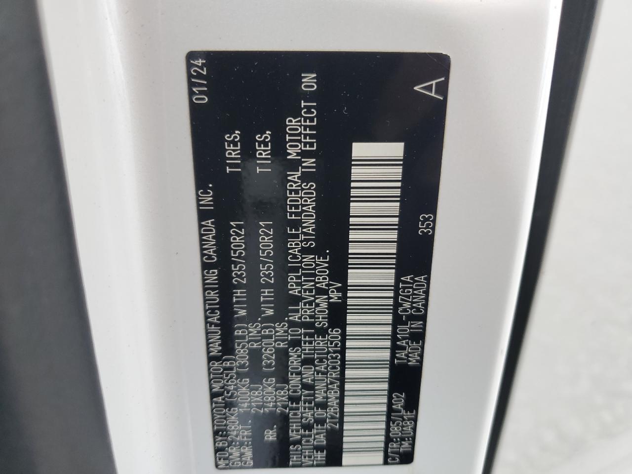 2024 Lexus Rx 350 Base VIN: 2T2BAMBA7RC031506 Lot: 91971625