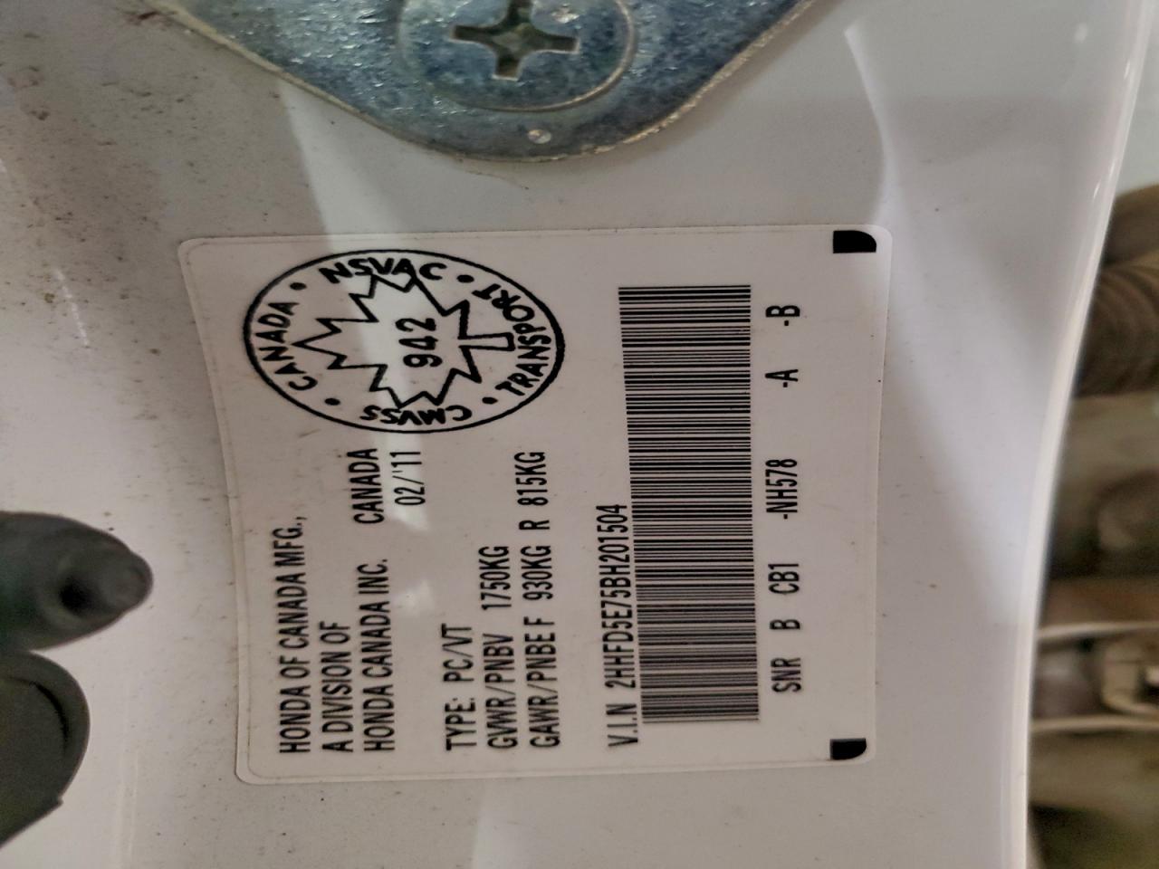 2011 Acura Csx Technology VIN: 2HHFD5E75BH201504 Lot: 94110275