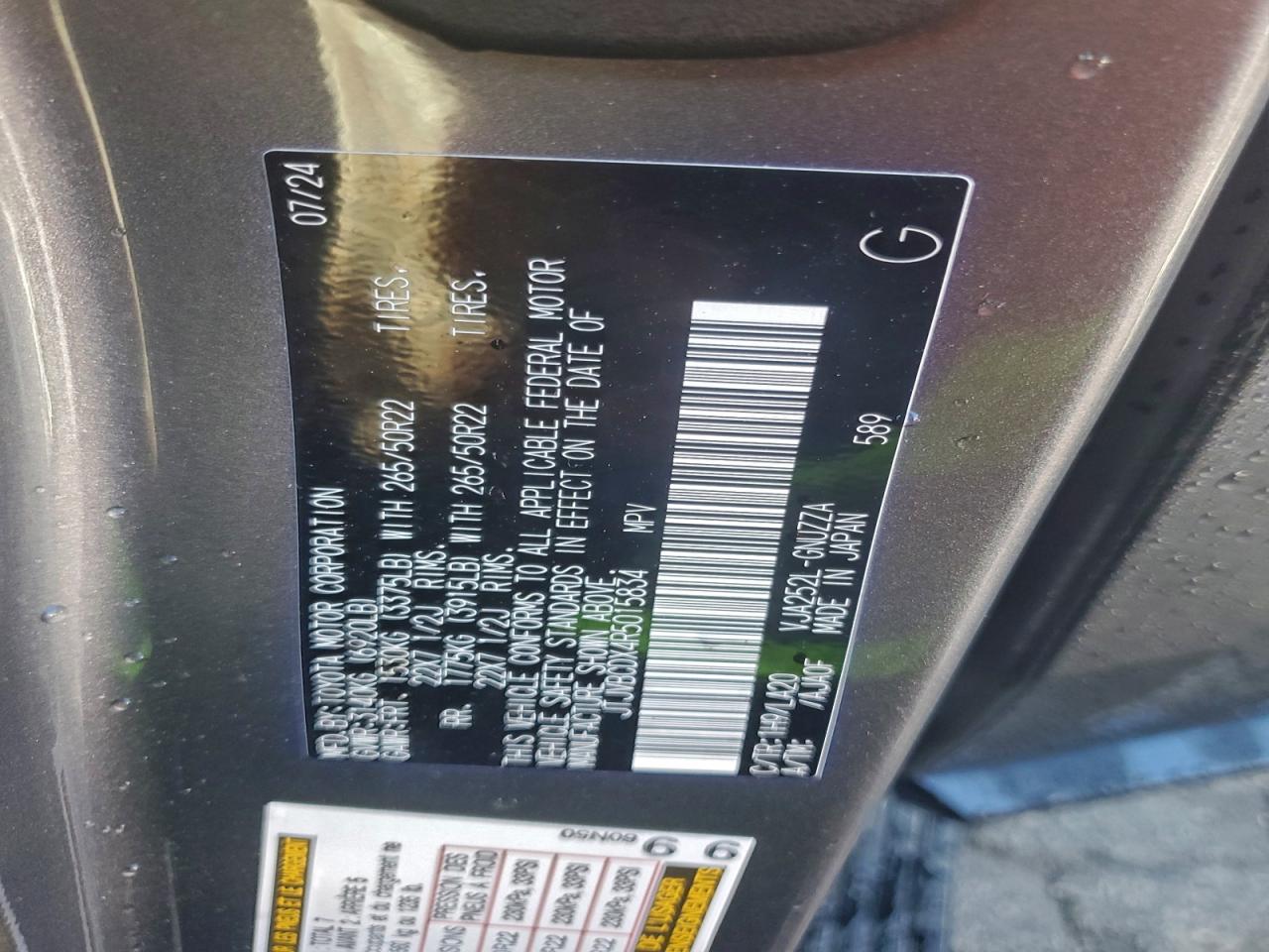 2024 Lexus Gx 550 Luxury VIN: JTJVBCDX4R5015834 Lot: 93256975