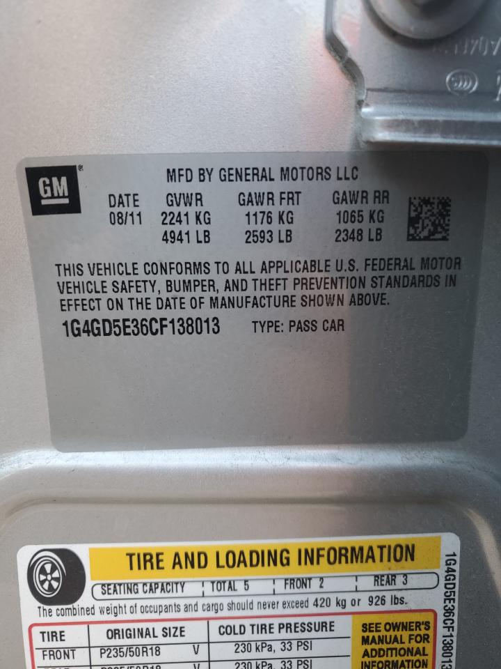 2012 Buick Lacrosse Premium VIN: 1G4GD5E36CF138013 Lot: 93734805