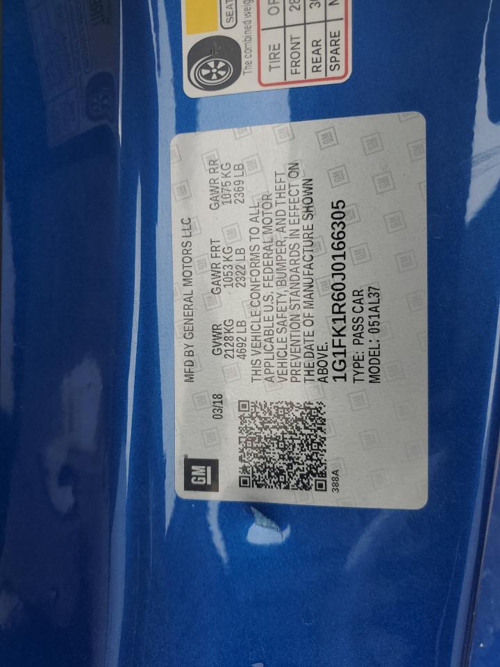 2018 Chevrolet Camaro Zl1 VIN: 1G1FK1R60J0166305 Lot: 91706295