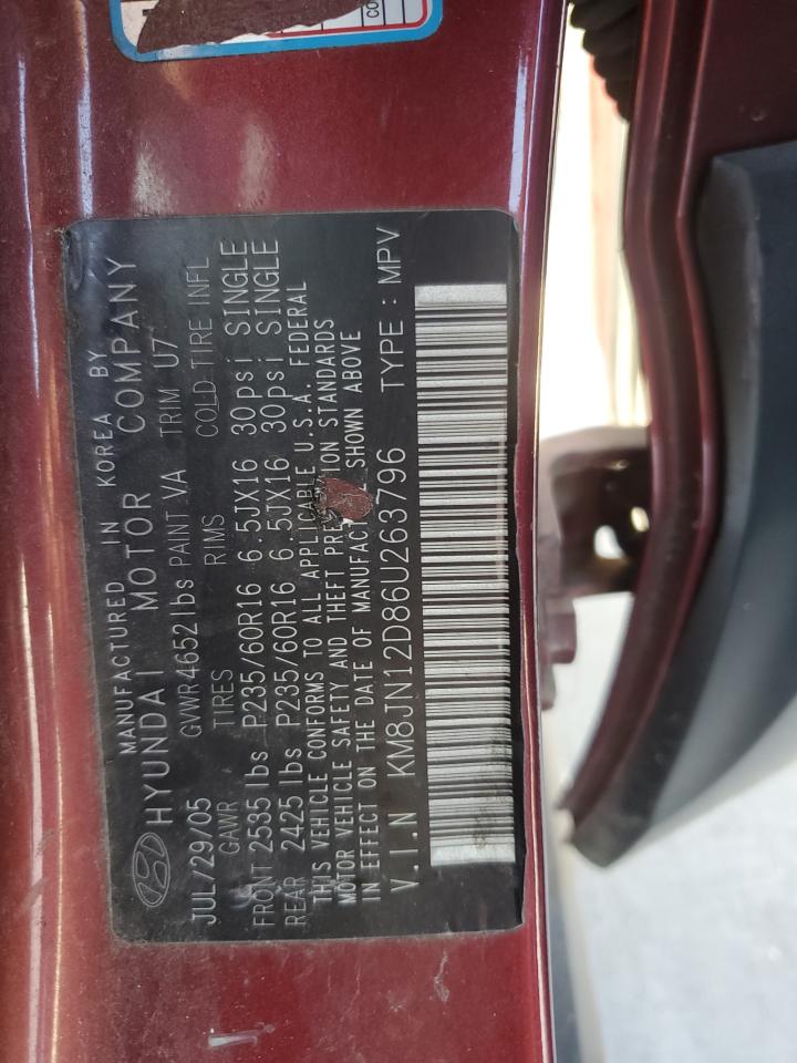 2006 Hyundai Tucson Gls VIN: KM8JN12D86U263796 Lot: 92583385