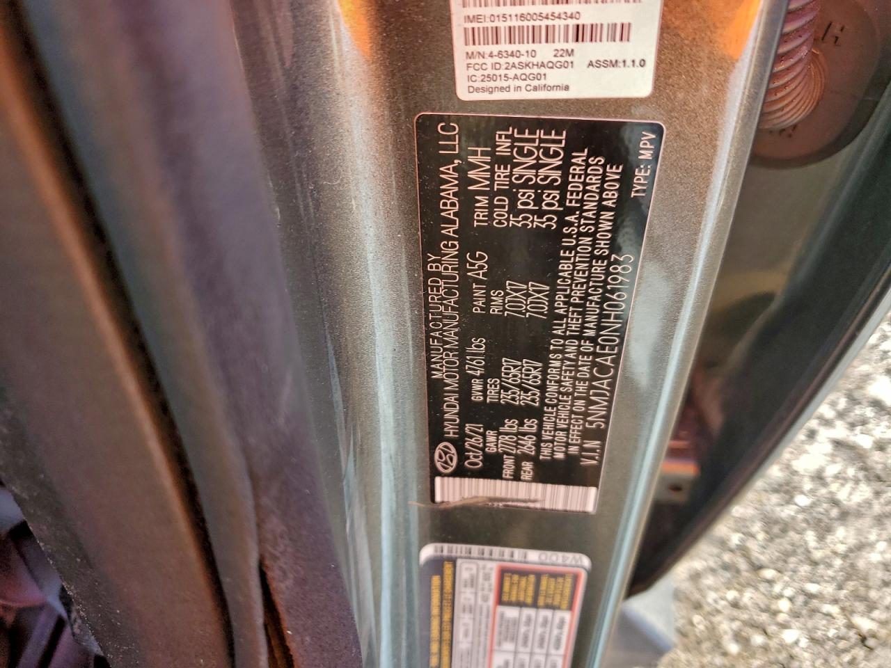 2022 Hyundai Tucson Se VIN: 5NMJACAE0NH061983 Lot: 94331275