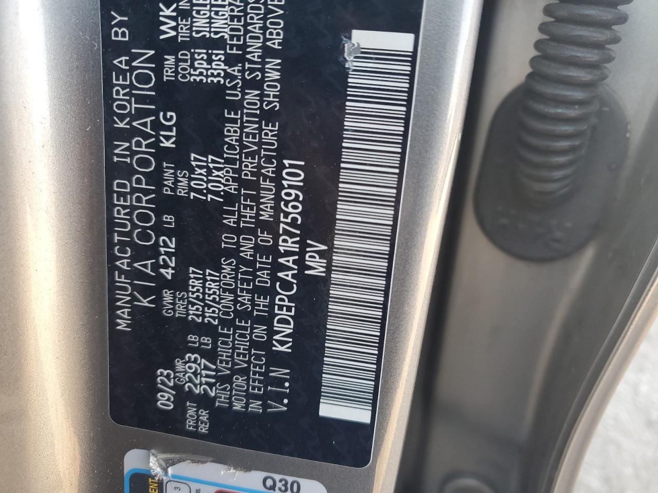 2024 Kia Seltos Lx VIN: KNDEPCAA1R7569101 Lot: 92277165