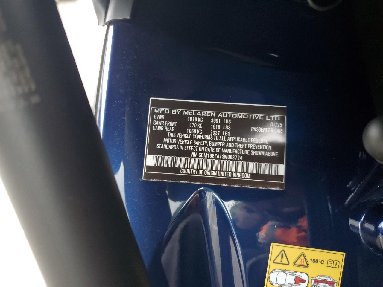 2025 Mclaren Automotive Artura VIN: SBM16BEA1SW003724 Lot: 93150565