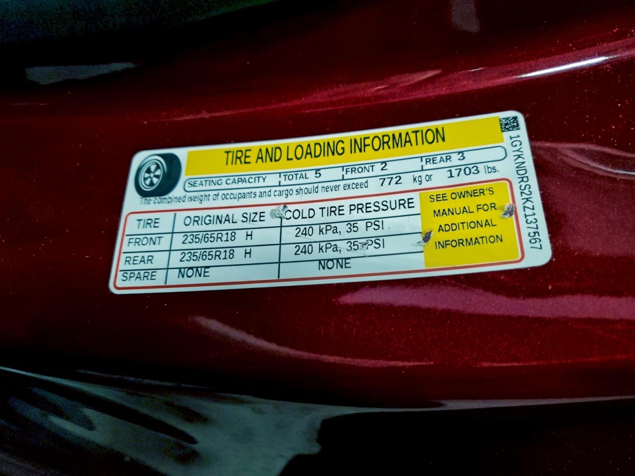 2019 Cadillac Xt5 Luxury VIN: 1GYKNDRS2KZ137567 Lot: 94379355