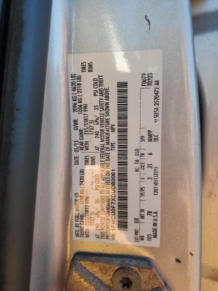 2013 Ford Escape S VIN: 1FMCU0F7XDUD80061 Lot: 90841865