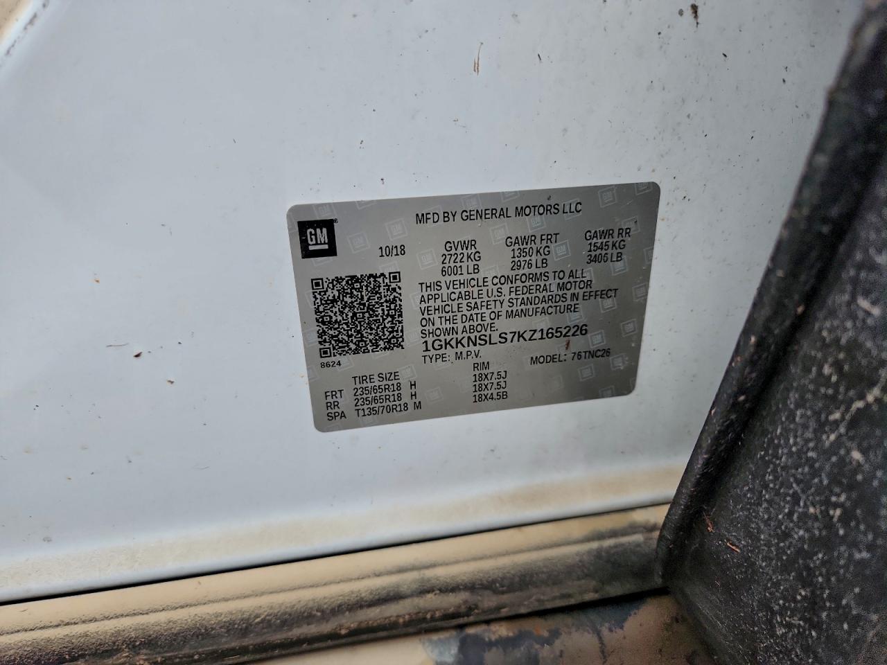 2019 GMC Acadia Sle VIN: 1GKKNSLS7KZ165226 Lot: 93440755