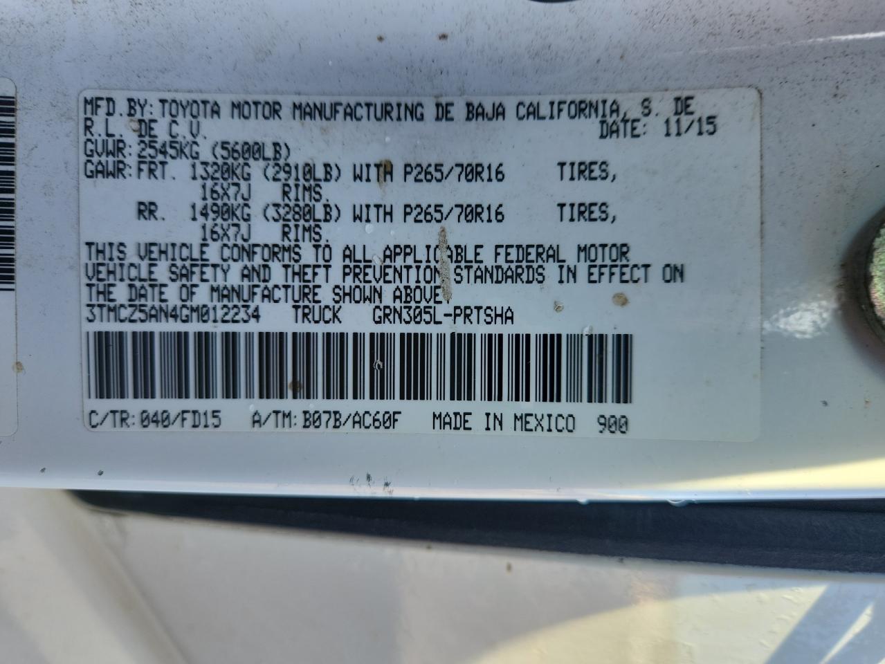 2016 Toyota Tacoma Double Cab VIN: 3TMCZ5AN4GM012234 Lot: 90037215
