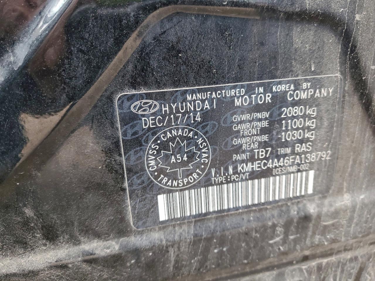 2015 Hyundai Sonata Hybrid VIN: KMHEC4A46FA138792 Lot: 94077525