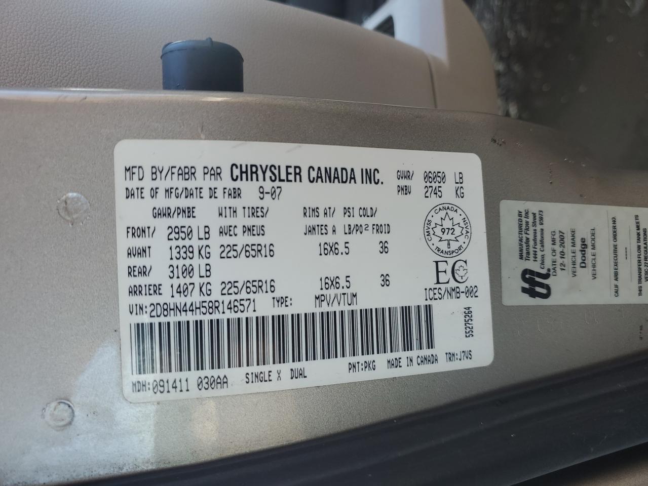 2008 Dodge Grand Caravan Se VIN: 2D8HN44H58R146571 Lot: 91767735