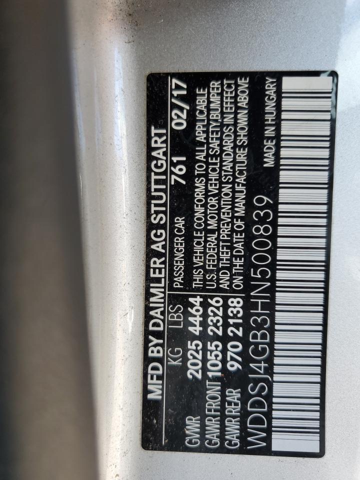 2017 Mercedes-Benz Cla 250 4Matic VIN: WDDSJ4GB3HN500839 Lot: 91421475