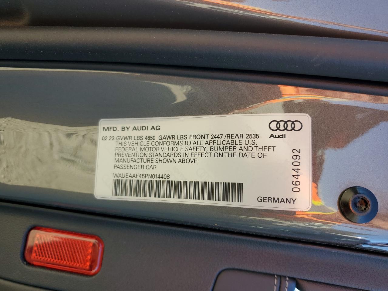 2023 Audi A4 Premium Plus 45 VIN: WAUEAAF45PN014408 Lot: 92526945