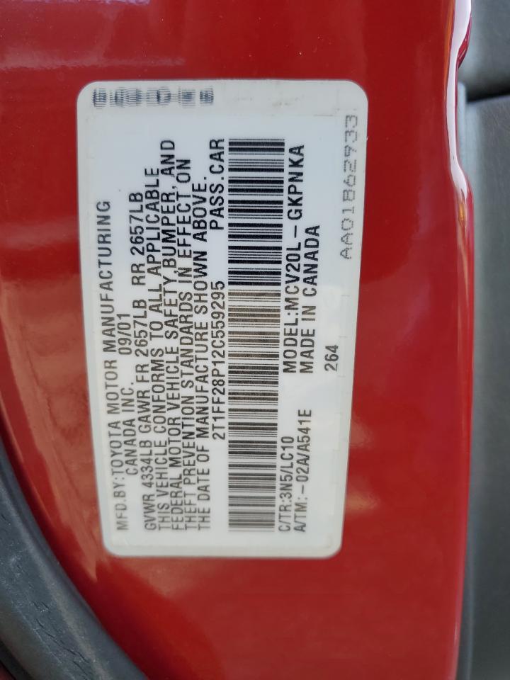 2002 Toyota Camry Solara Se VIN: 2T1FF28P12C559295 Lot: 90127955