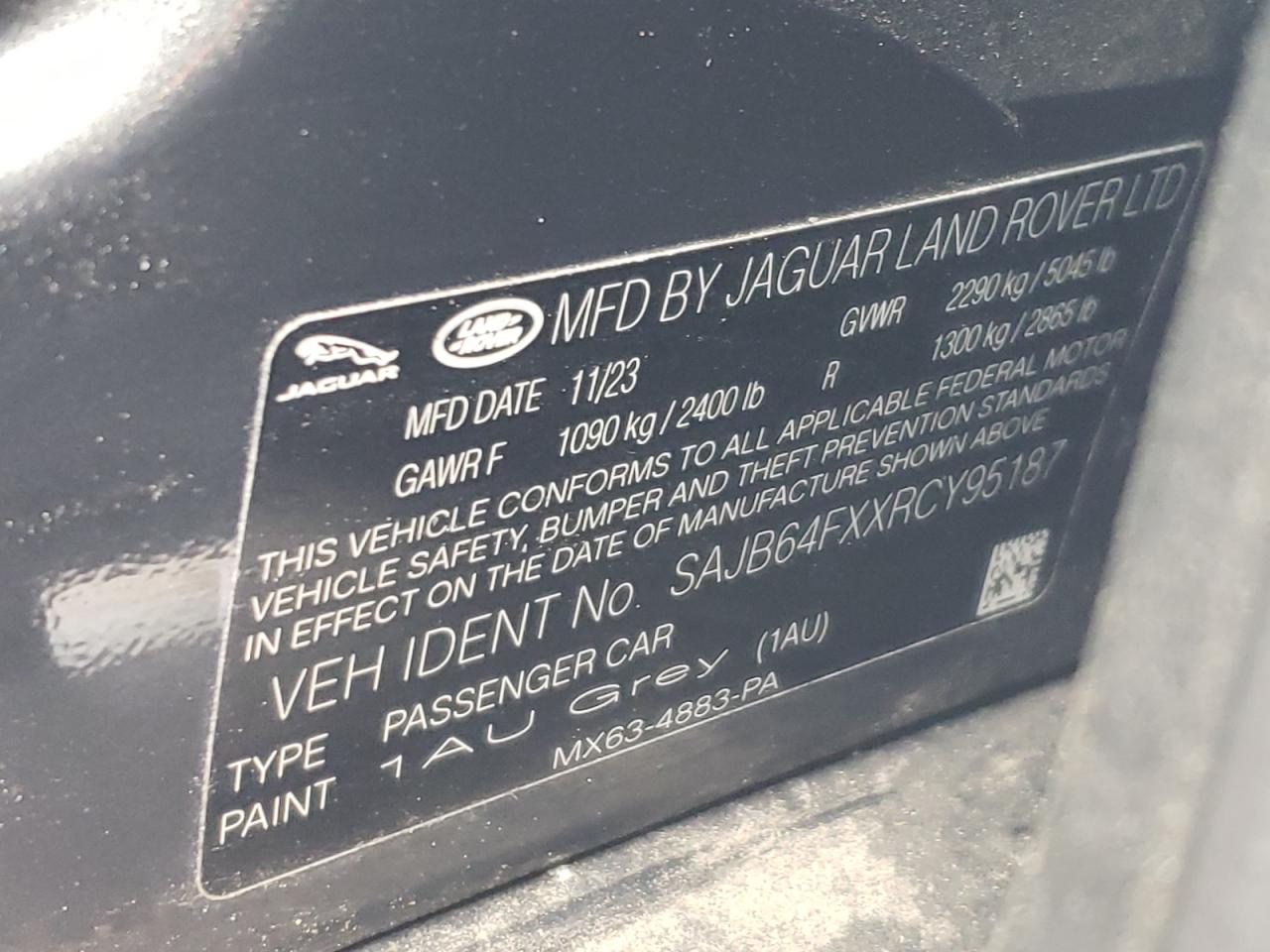 2024 Jaguar Xf R-Dynamic Se VIN: SAJB64FXXRCY95187 Lot: 90950445