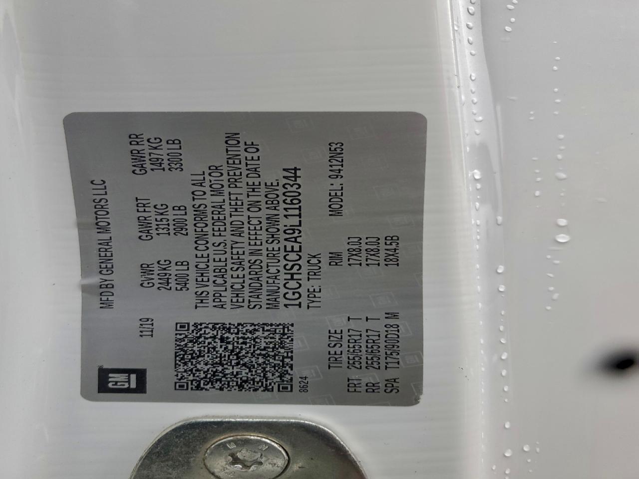 2020 Chevrolet Colorado Lt VIN: 1GCHSCEA9L1160344 Lot: 94112805