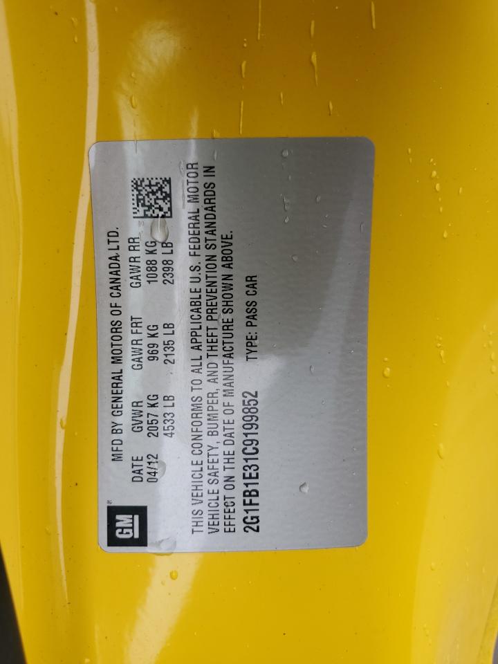 2012 Chevrolet Camaro Lt VIN: 2G1FB1E31C9199852 Lot: 93476395