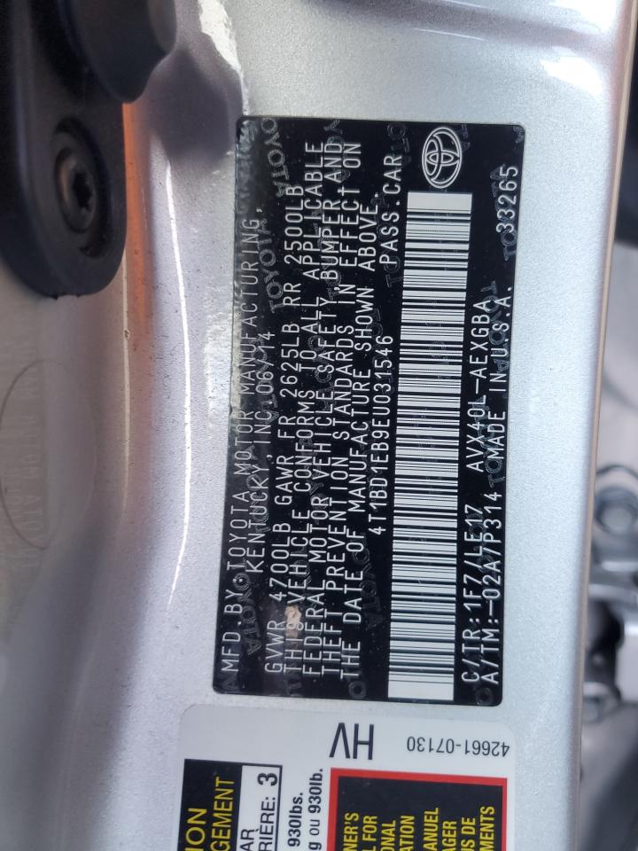 2014 Toyota Avalon Hybrid VIN: 4T1BD1EB9EU031546 Lot: 93320955