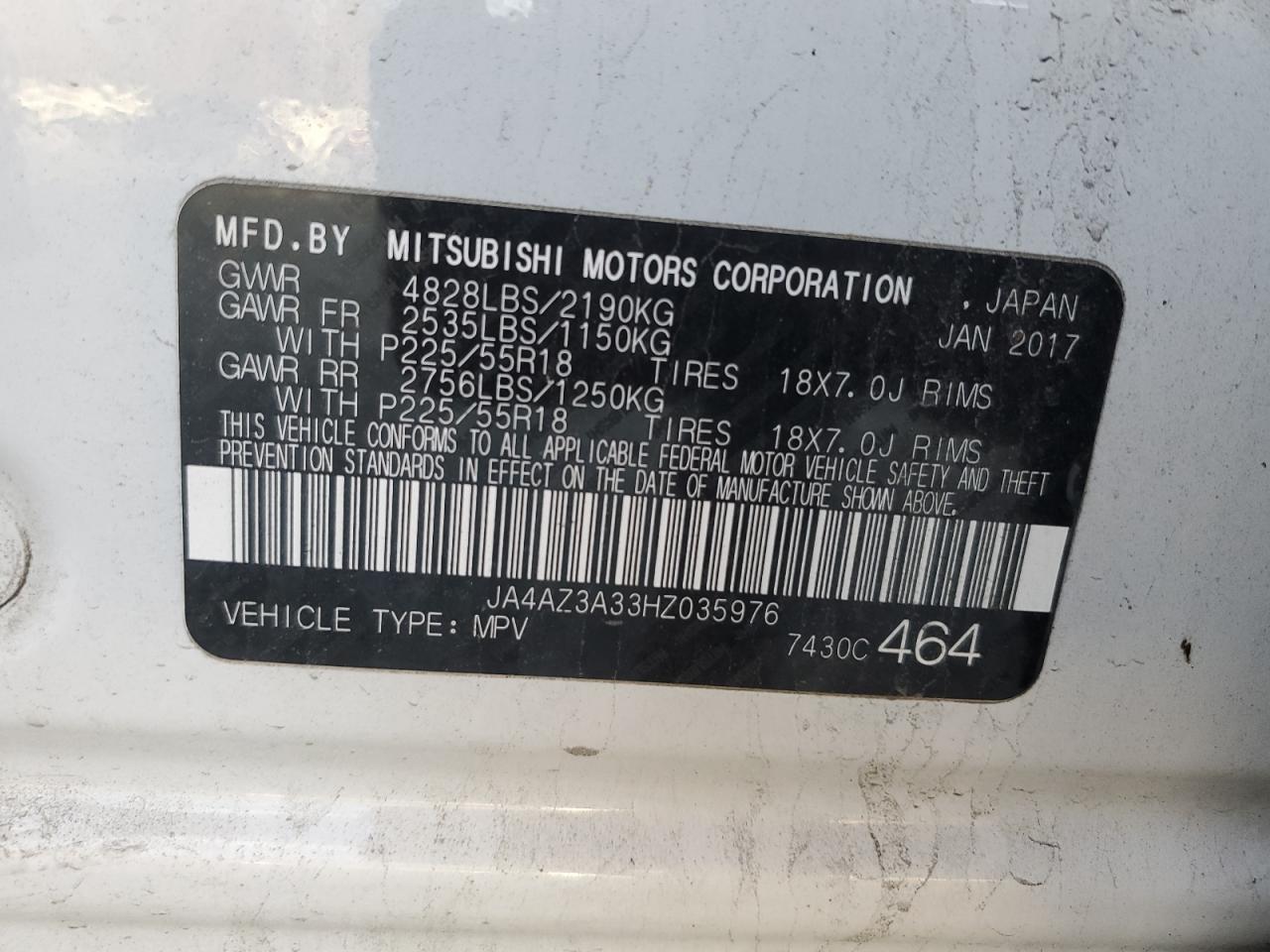 2017 Mitsubishi Outlander Se VIN: JA4AZ3A33HZ035976 Lot: 92275805