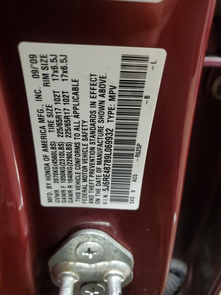 2009 Honda Cr-V Exl VIN: 5J6RE48789L069932 Lot: 93864595