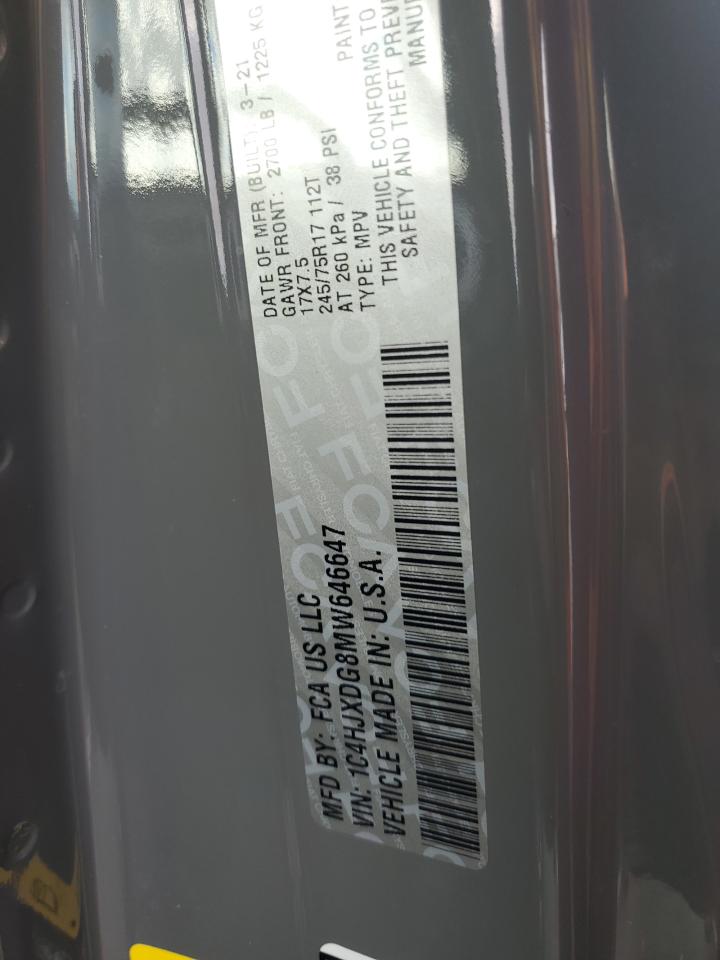 2021 Jeep Wrangler Unlimited Sport VIN: 1C4HJXDG8MW646647 Lot: 93701495