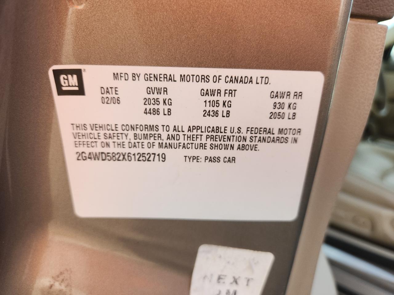 2006 Buick Lacrosse Cxl VIN: 2G4WD582X61252719 Lot: 91741525