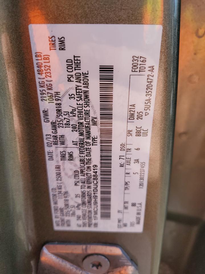 2013 Ford Escape Sel VIN: 1FMCU9H91DUC88419 Lot: 92045725