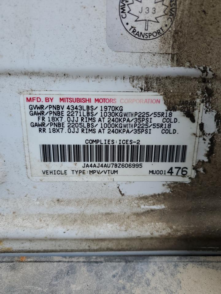 2011 Mitsubishi Rvr Gt VIN: JA4AJ4AU7BZ606995 Lot: 91657885