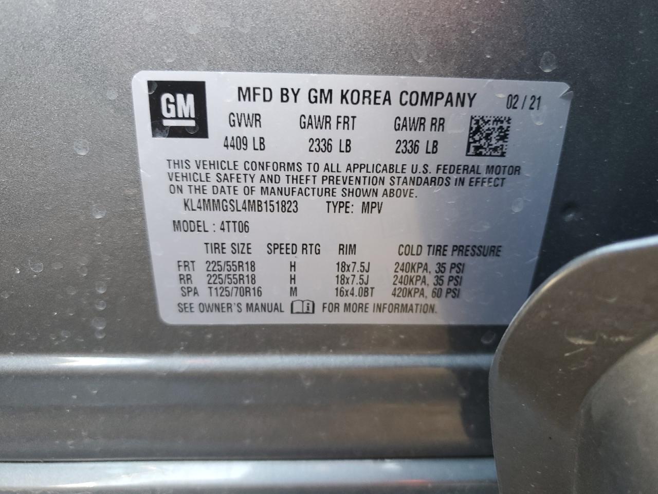 2021 Buick Encore Gx Essence VIN: KL4MMGSL4MB151823 Lot: 92024895