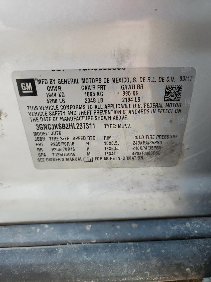 2017 Chevrolet Trax Ls VIN: 3GNCJKSB2HL237311 Lot: 93010755