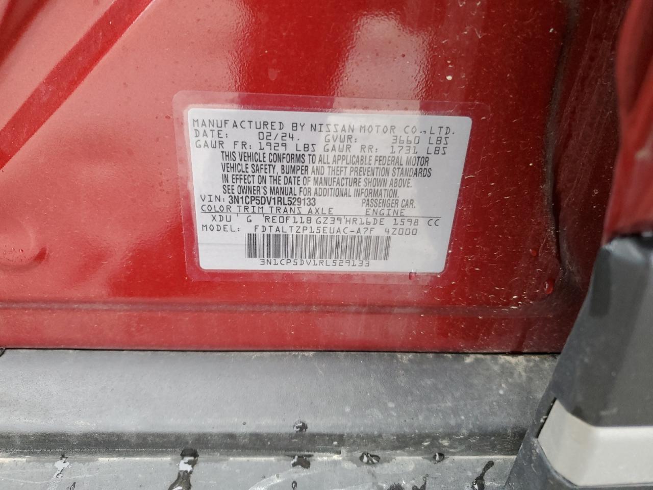 2024 Nissan Kicks Sr VIN: 3N1CP5DV1RL529133 Lot: 93747855