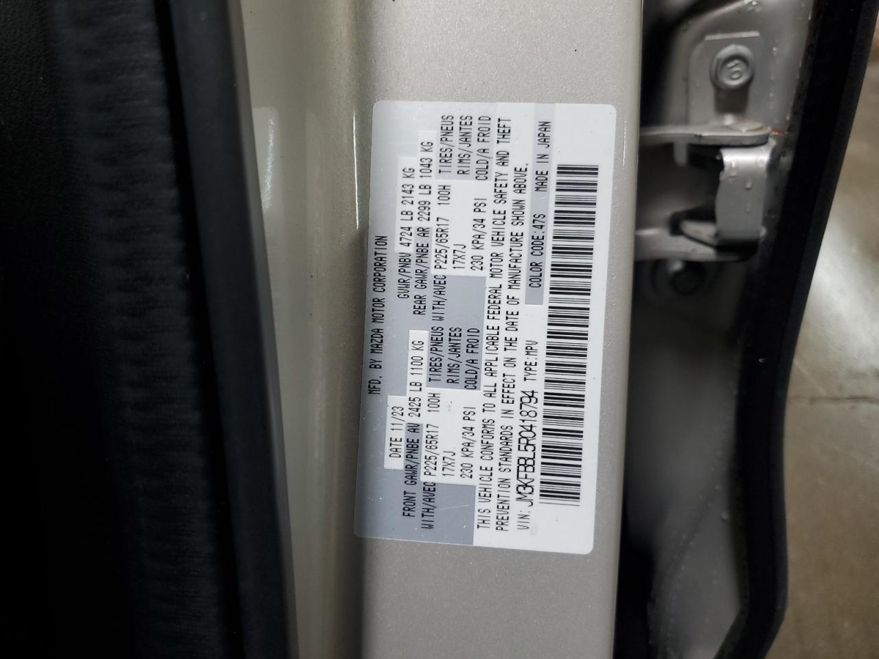 2024 Mazda Cx-5 Select VIN: JM3KFBBL5R0418794 Lot: 93142825