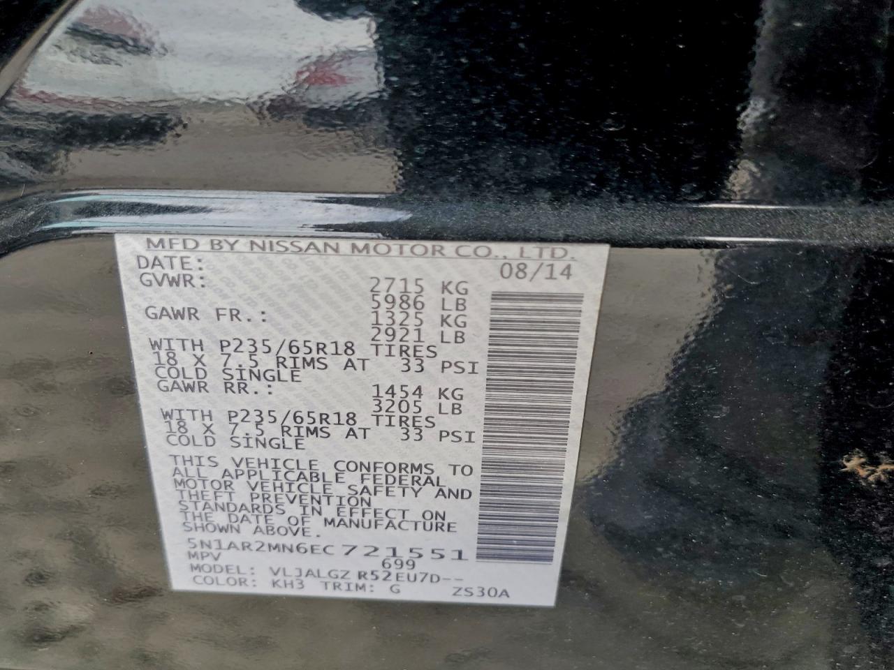 2014 Nissan Pathfinder S VIN: 5N1AR2MN6EC721551 Lot: 93599075