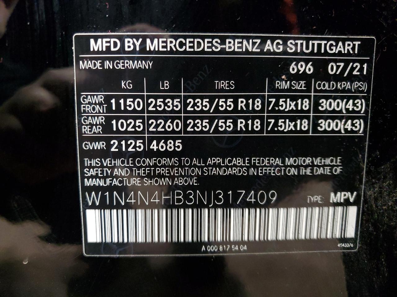 2022 Mercedes-Benz Gla 250 4Matic VIN: W1N4N4HB3NJ317409 Lot: 92010575