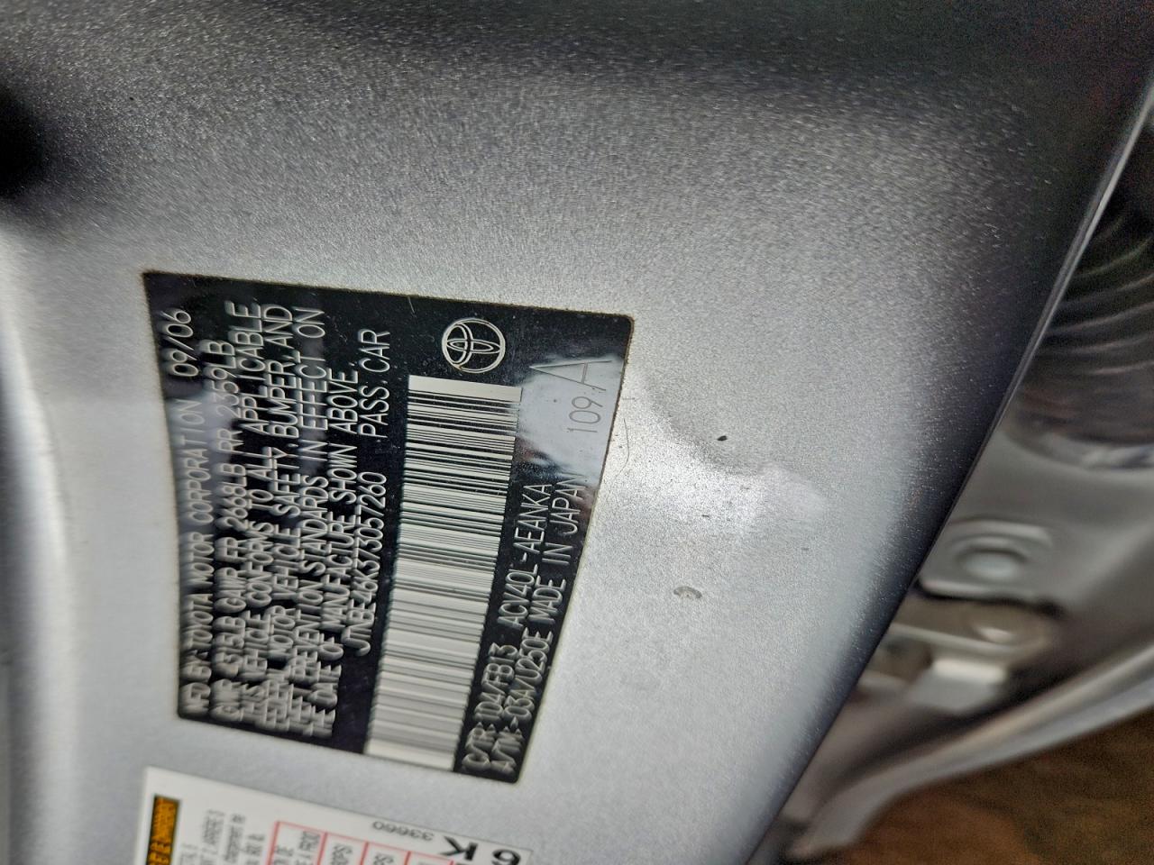 2007 Toyota Camry Ce VIN: JTNBE46K373057260 Lot: 94339235