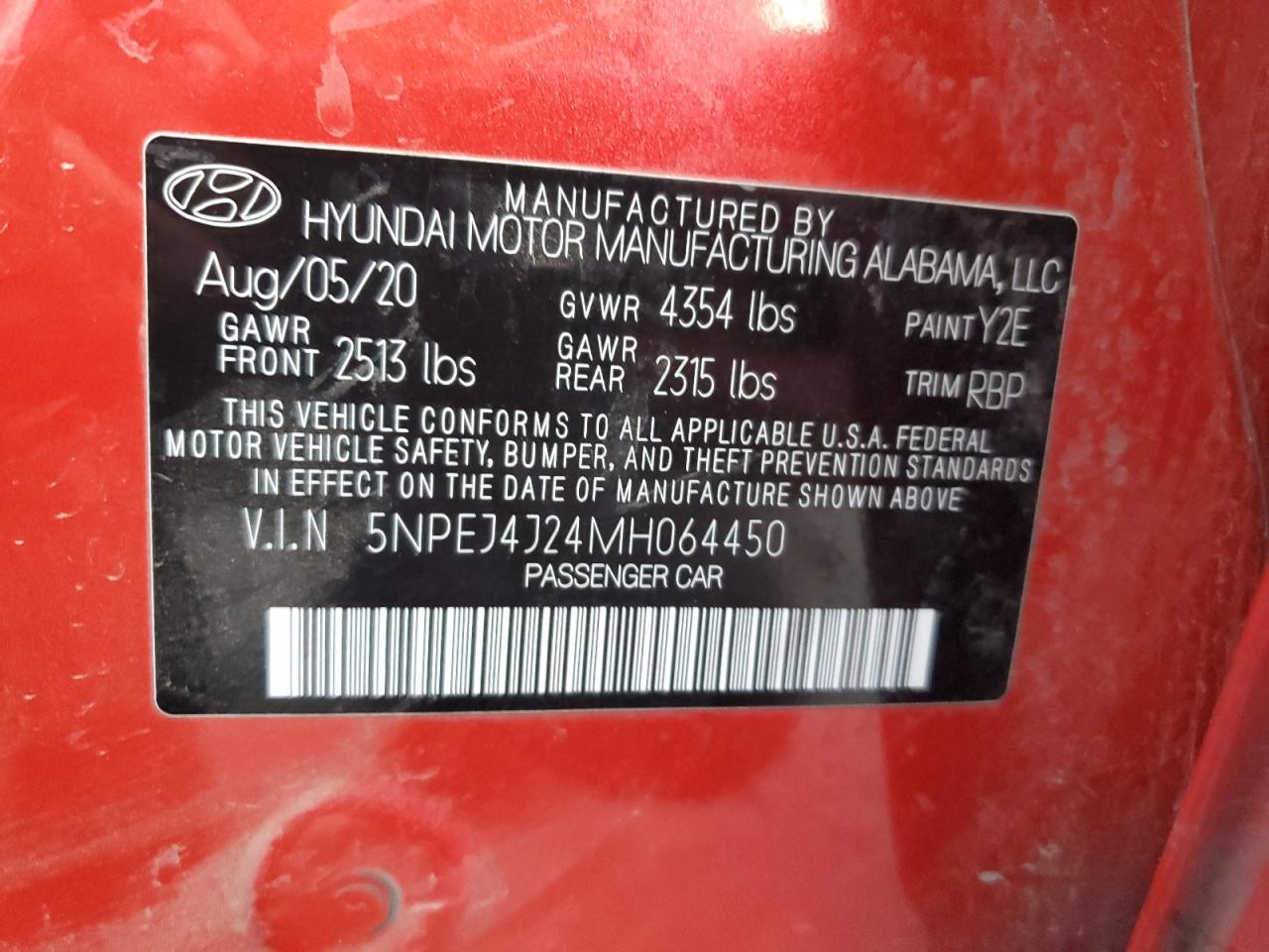 2021 Hyundai Sonata Sel Plus VIN: 5NPEJ4J24MH064450 Lot: 92751565