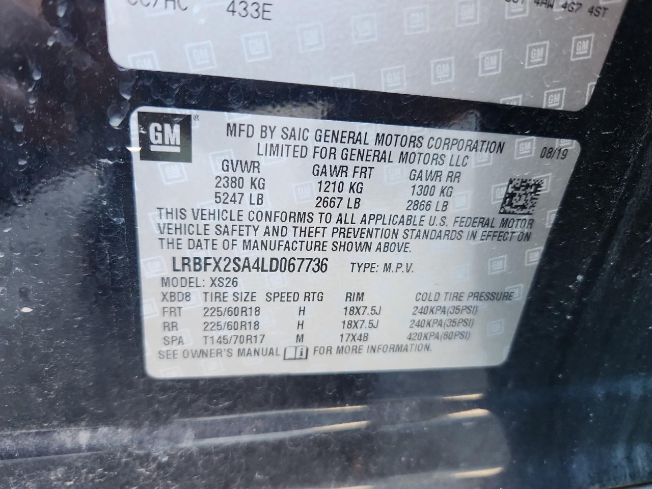 2020 Buick Envision Essence VIN: LRBFX2SA4LD067736 Lot: 92508015