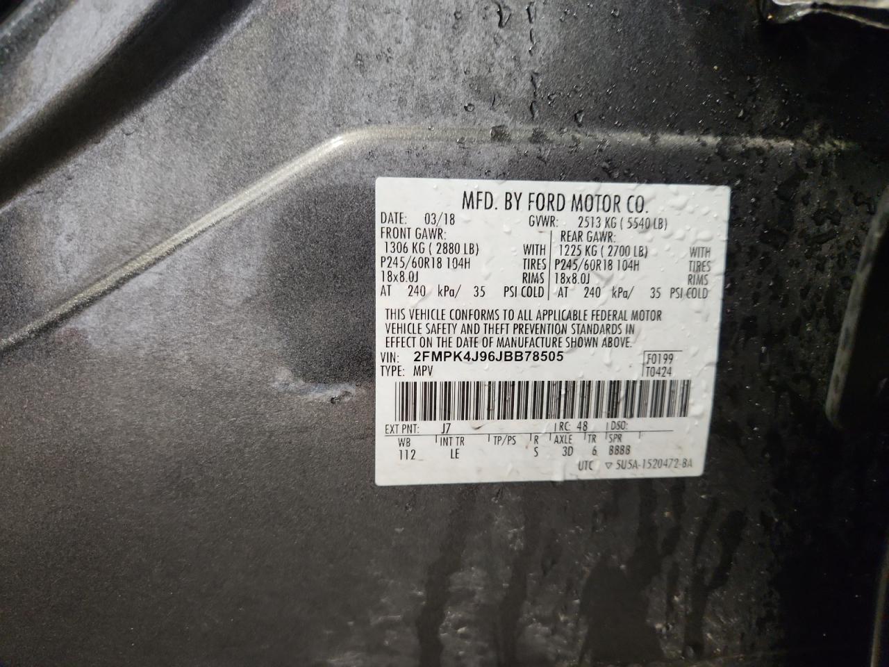 2018 Ford Edge Sel VIN: 2FMPK4J96JBB78505 Lot: 92430805