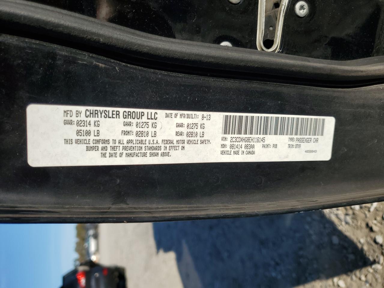 2014 Dodge Charger Sxt VIN: 2C3CDXHG8EH116145 Lot: 93201895