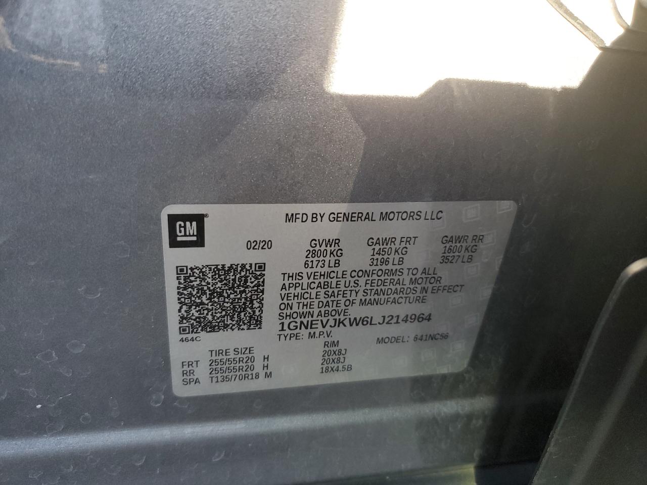 2020 Chevrolet Traverse Rs VIN: 1GNEVJKW6LJ214964 Lot: 91059955