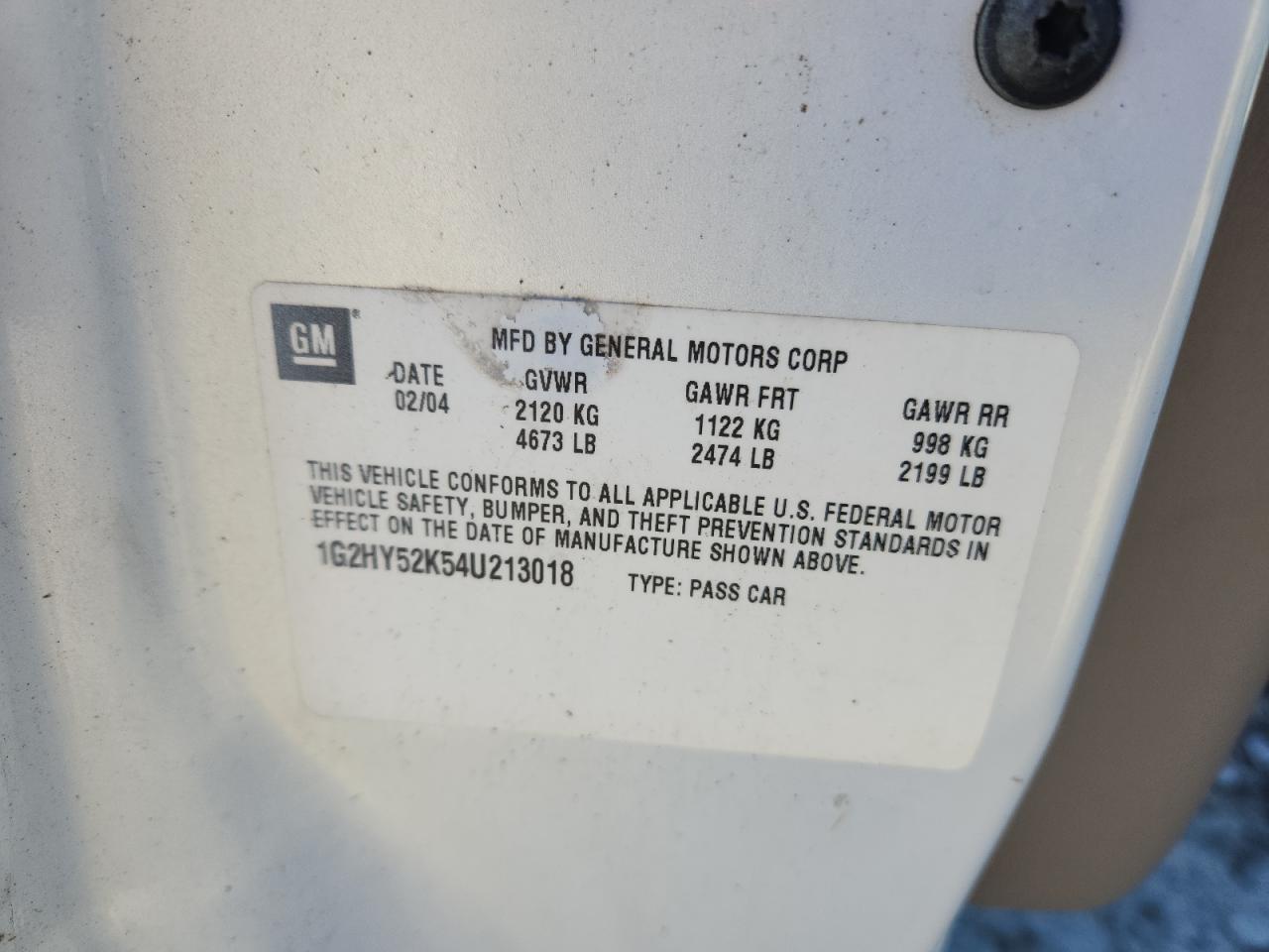 2004 Pontiac Bonneville Sle VIN: 1G2HY52K54U213018 Lot: 91431565