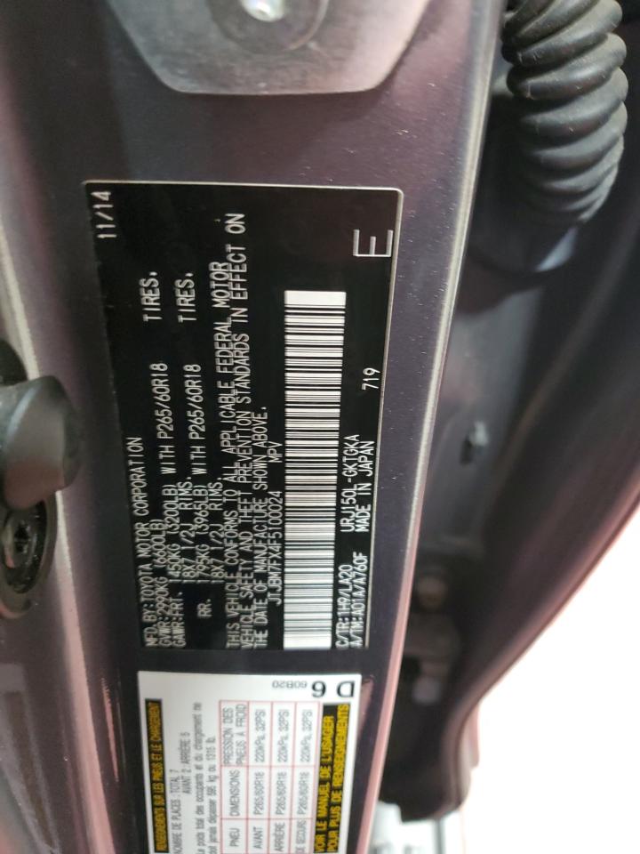 2015 Lexus Gx 460 VIN: JTJBM7FX4F5100024 Lot: 92170385