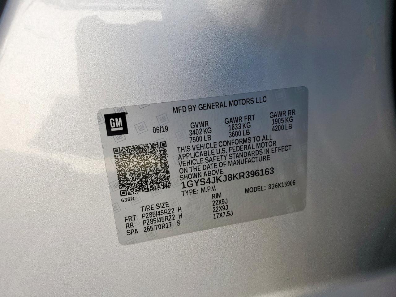 2019 Cadillac Escalade Esv Premium Luxury VIN: 1GYS4JKJ8KR396163 Lot: 91732775