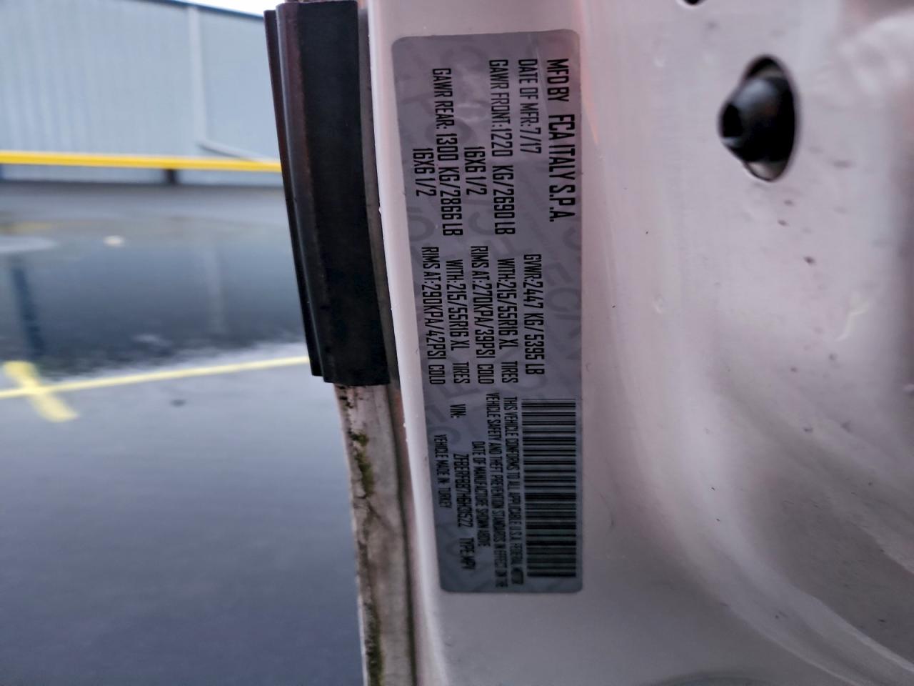 2017 Ram Promaster City Slt VIN: ZFBERFBB7H6H31522 Lot: 93999875