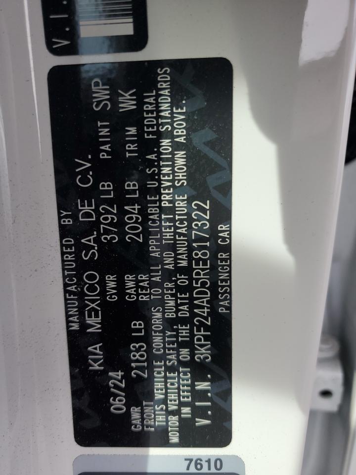 2024 Kia Forte Lx VIN: 3KPF24AD5RE817322 Lot: 93059775