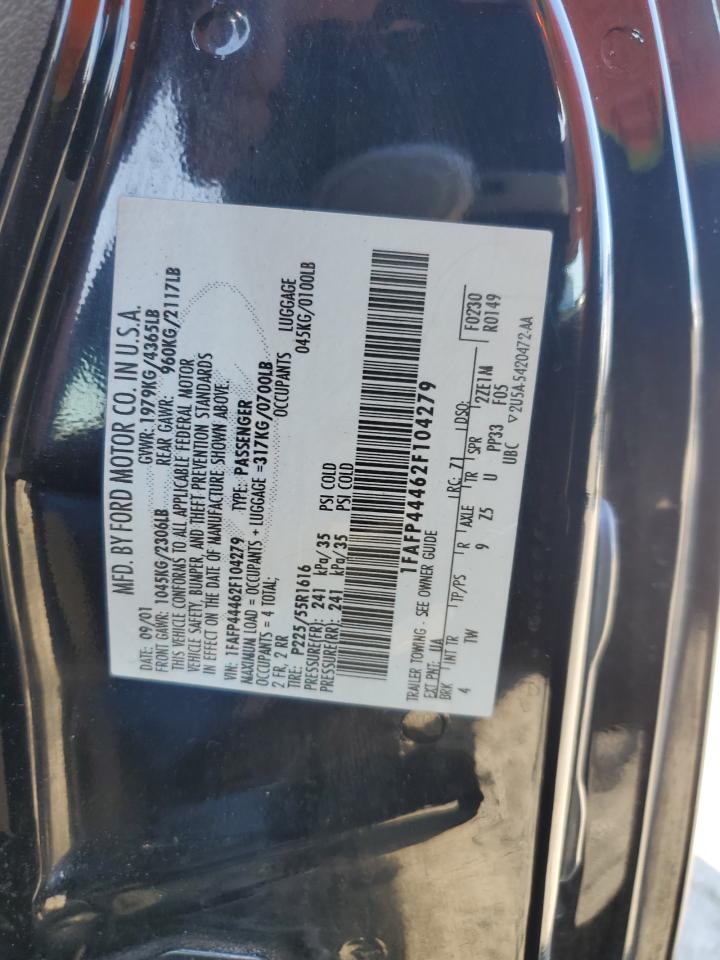 2002 Ford Mustang VIN: 1FAFP44462F104279 Lot: 90408415